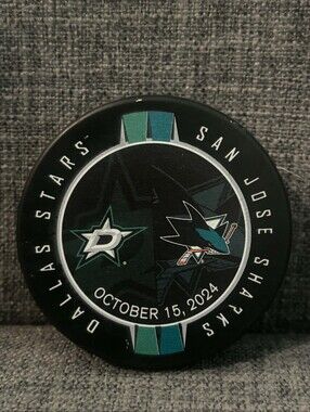 Dallas Stars vs San Jose Sharks October 15, 2024 Official Match Up Hockey Puck